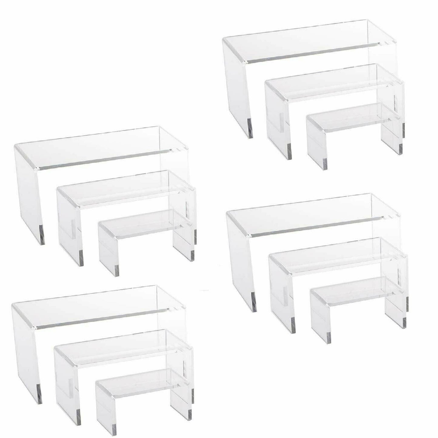 4 Set, 3 Piece Acrylic Riser Set (Medium Rectangle - 12 Pieces)