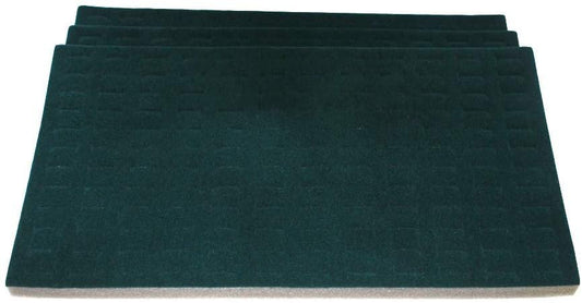 N'icePackaging 3 Qty USA Deluxe Forest Green 144 Ring Foam Insert Display - for Trays/Jewelry Cases - Full Size 14 1/4" x 7 3/4" x 5/8"