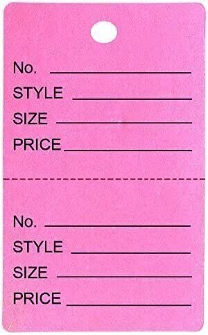 N'icePackaging - 500 Qty Unstrung Colored Price/Receipt Tags w/Easy-Tear Stub