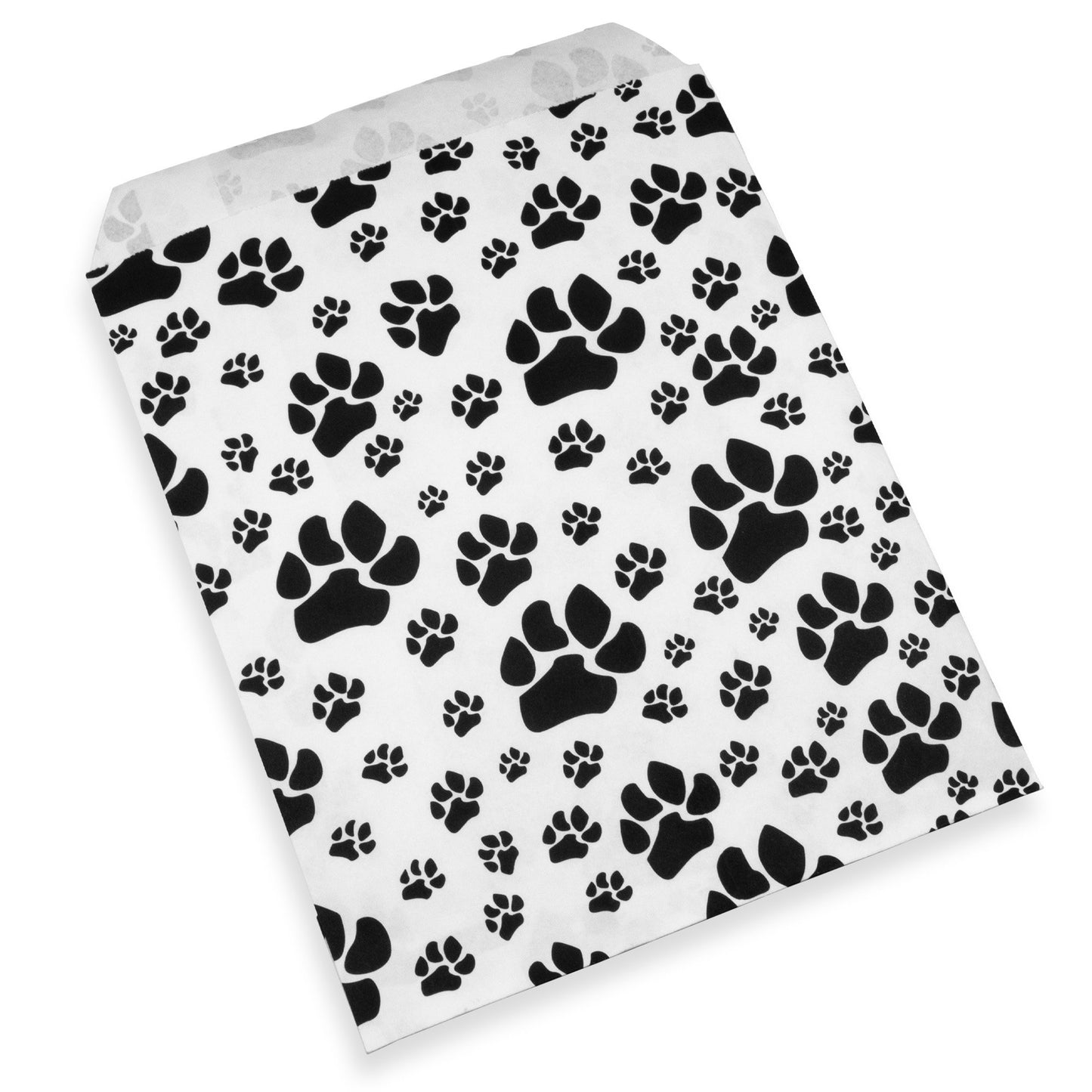 200 White or Brown Bags/Pack of our Decorative Flat Paper Gift Bags - Paw-Print Pattern for Sales/Treats/Parties Cookies/Gifts