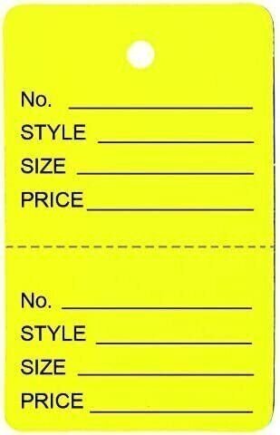 N'icePackaging - 500 Qty Unstrung Colored Price/Receipt Tags w/Easy-Tear Stub