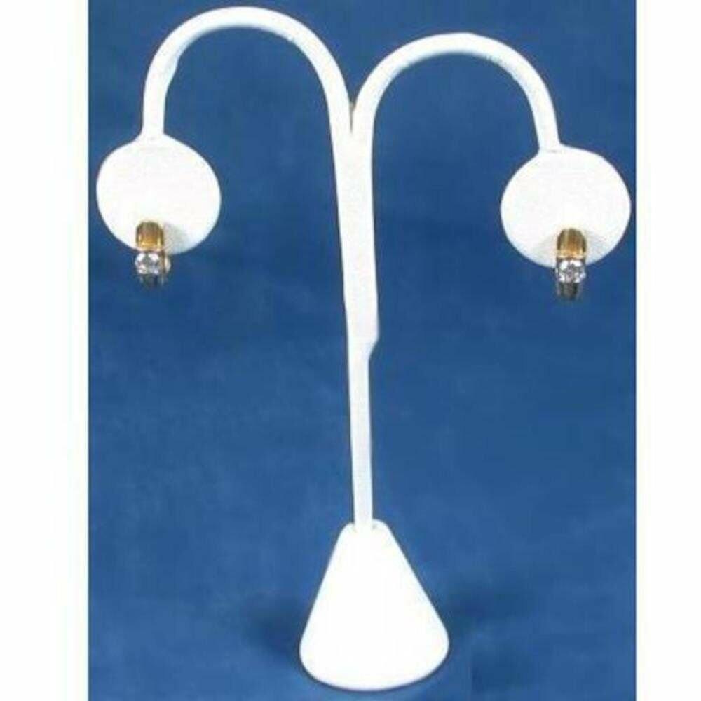 3 Set of White Leatherette Tree Shaped Earring Display Stand