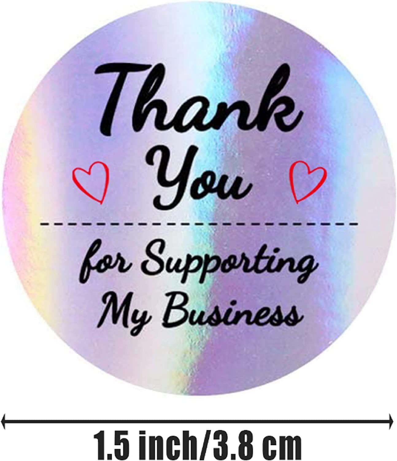 N’icePackaging – 500 Qty – 1.5 inch Thank You for Supporting My Business Stickers – Self-Adhesive – for Decoration/Sales/Branding/Envelopes (Iridescencent)