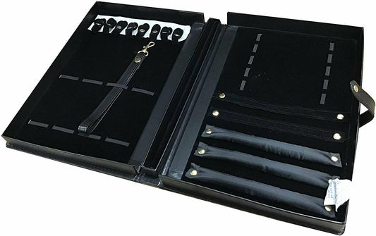 Black Faux Leather Jewelry Presentation Folder & Organizer