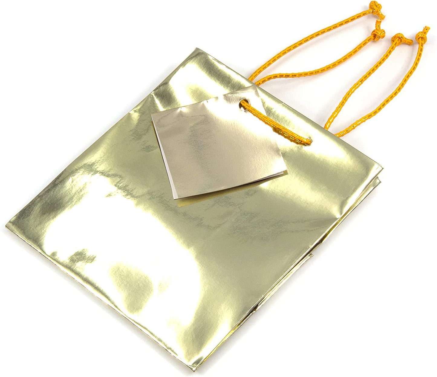 N’icePackaging – 10 Qty – Glossy Gold Metallic Paper Tote Gift Bags – For Birthdays/Holidays/Parties/Gifts/Sales/Showers/Special Occasions – 4 Sizes