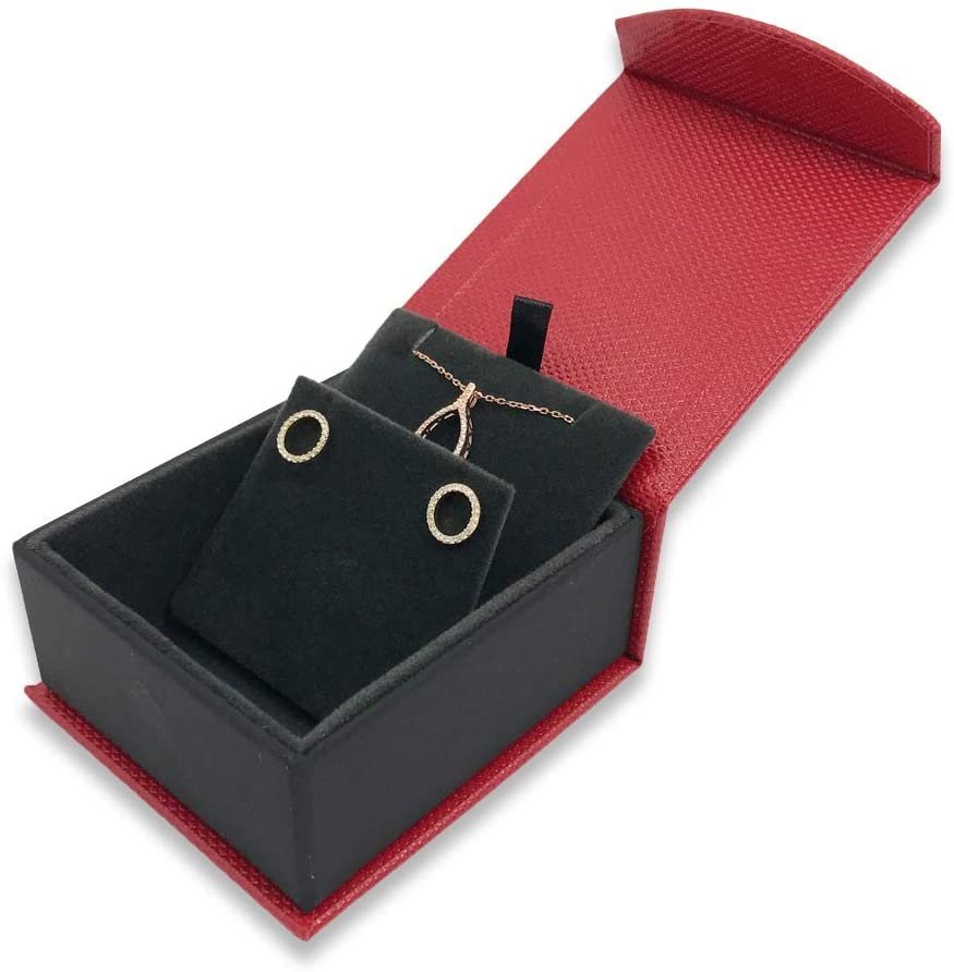 1 Qty - Macaw-Red Magnetic Flap Earring / Pendant Jewelry Box - Textured Gift Box