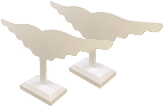 2 Qty Cloud White Faux Leather Winged Earring Display - Holds 10 Pairs - N'icePackaging