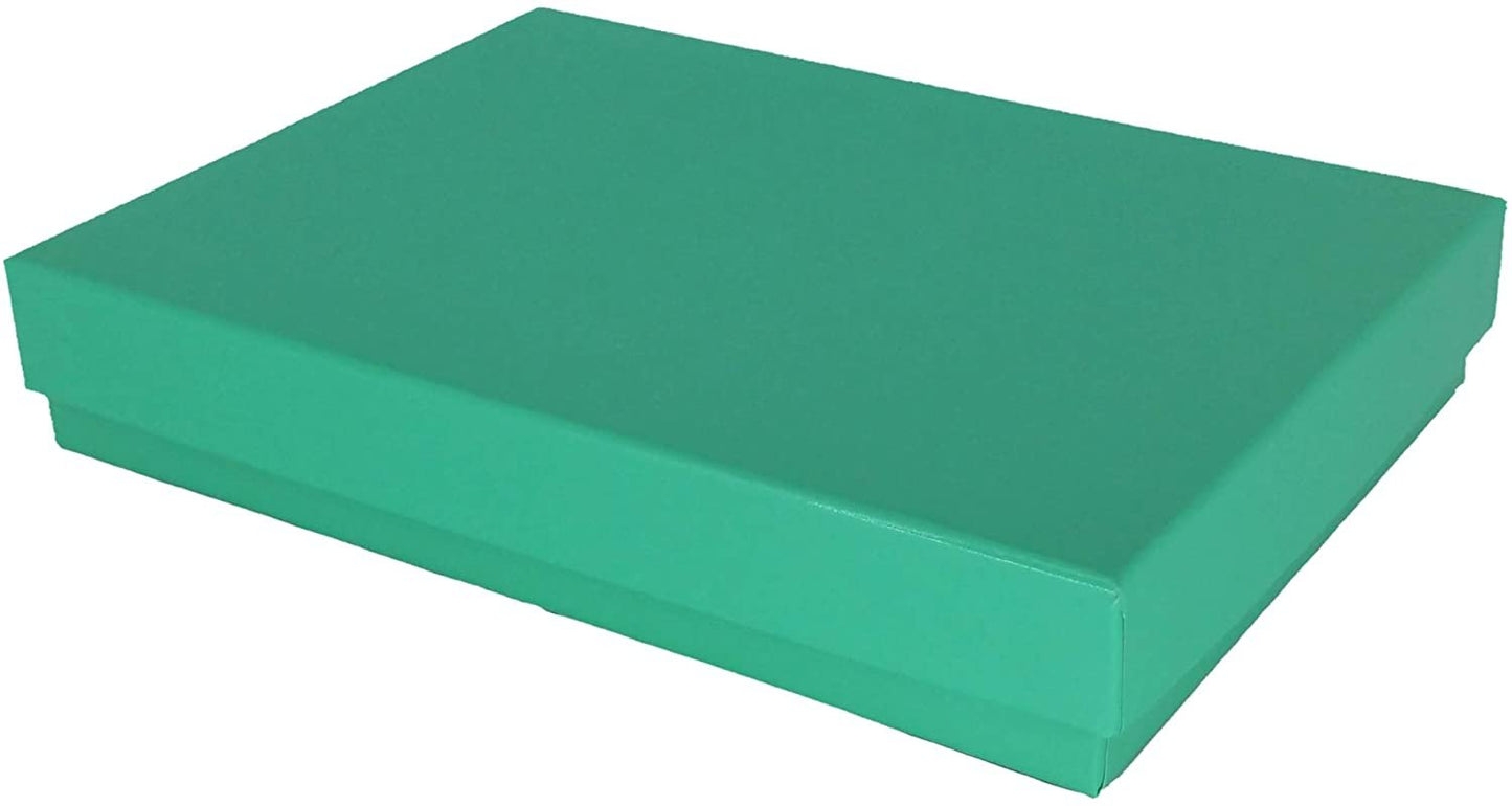 Pack of 20 Boxes of 5 3/8" x 3 7/8" x 1" Robin's Egg Blue Glossy Finish Cotton Filled Jewelry Boxes