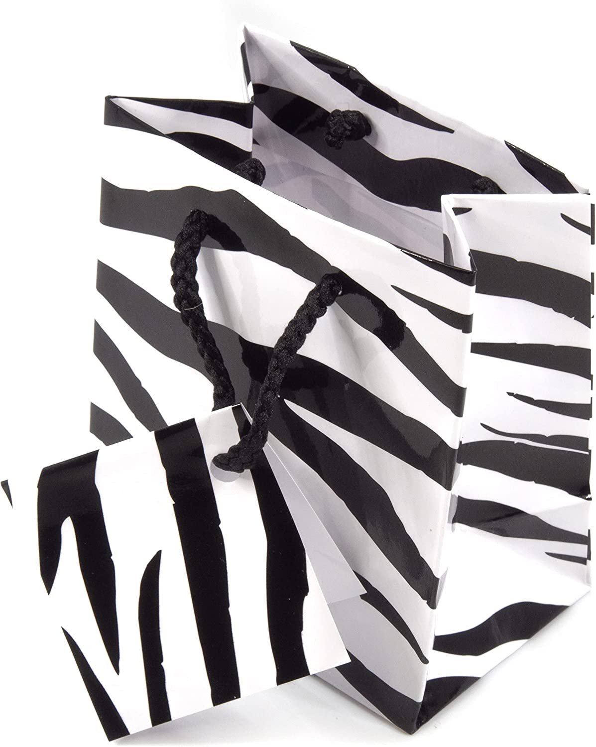 N’icePackaging – 10 Qty – Zebra Paper Tote Gift Bags (3in x 2in x 3.5in) – For Birthdays/Holidays/Parties/Gifts/Sales/Showers/Special Occasions – 4 Sizes