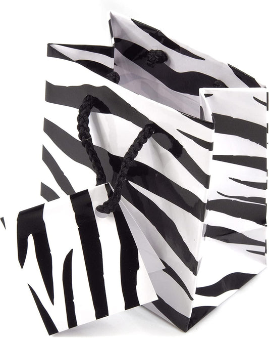 N’icePackaging – 10 Qty – Zebra Paper Tote Gift Bags (3in x 2in x 3.5in) – For Birthdays/Holidays/Parties/Gifts/Sales/Showers/Special Occasions – 4 Sizes