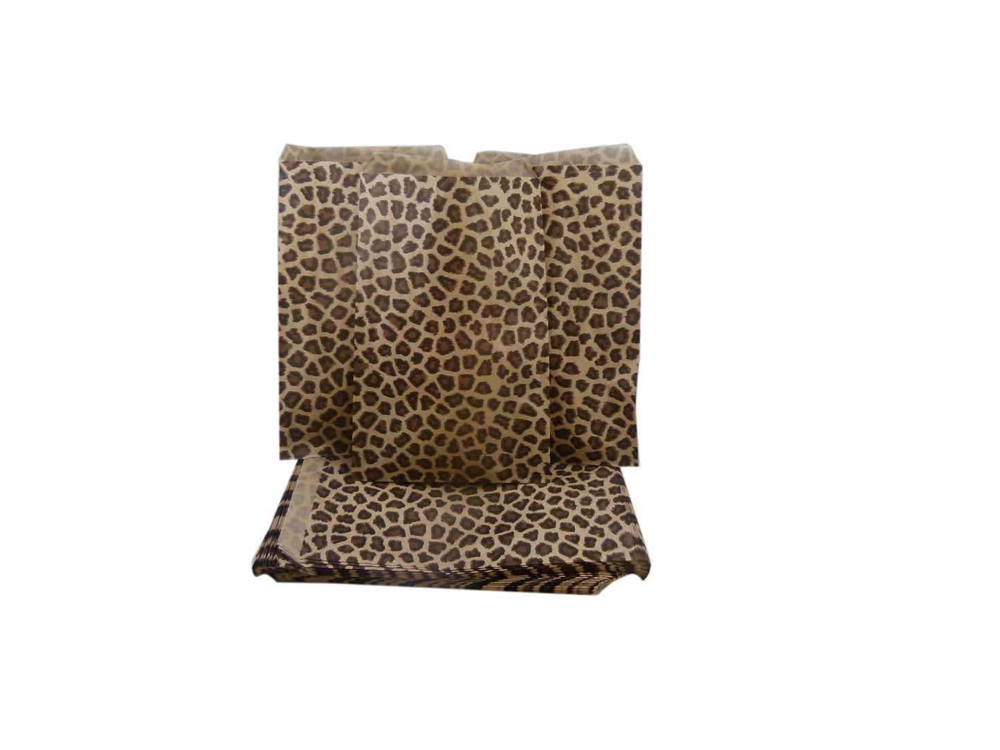 5" x 7", Cheetah/Zebra Combo (50 Bags) Flat Plain Paper or Patterned Bags for candy, cookies, merchandise, pens, Party favors, Gift bags