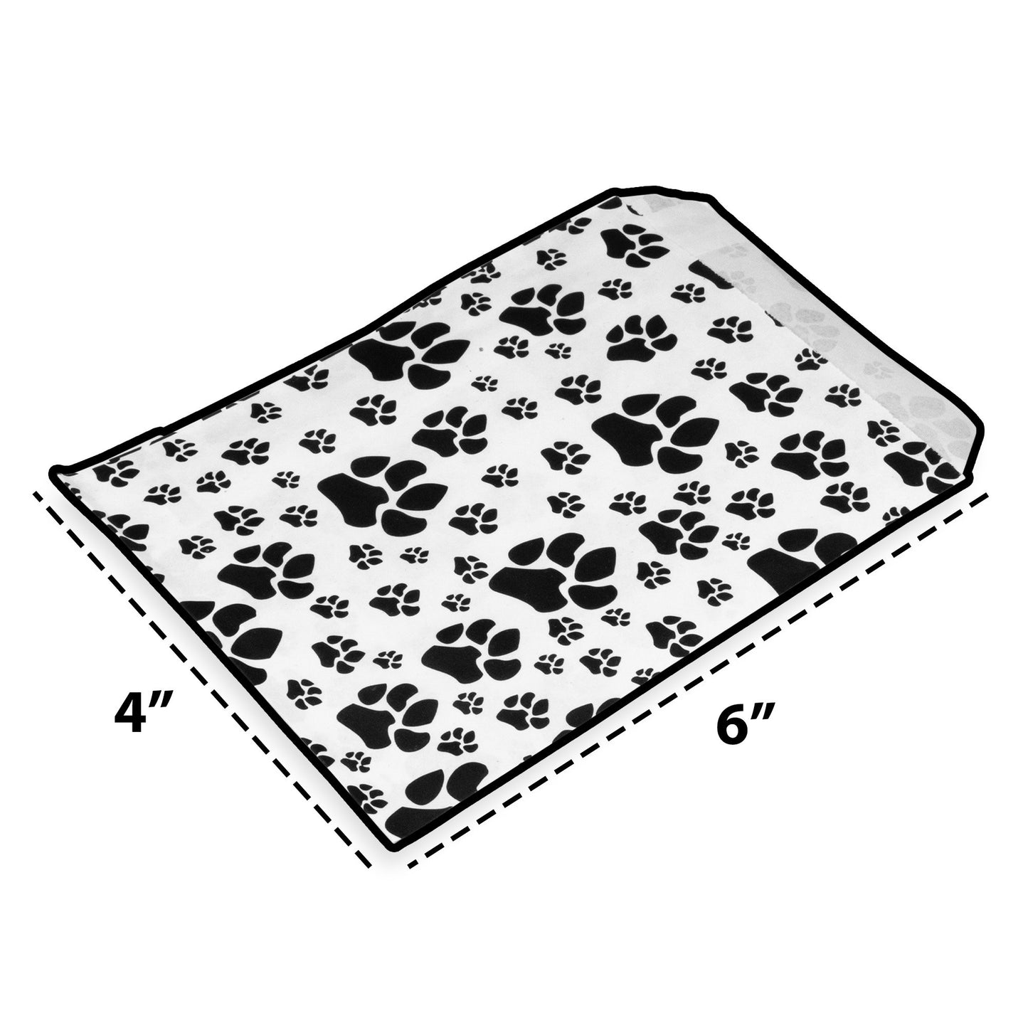 200 White or Brown Bags/Pack of our Decorative Flat Paper Gift Bags - Paw-Print Pattern for Sales/Treats/Parties Cookies/Gifts