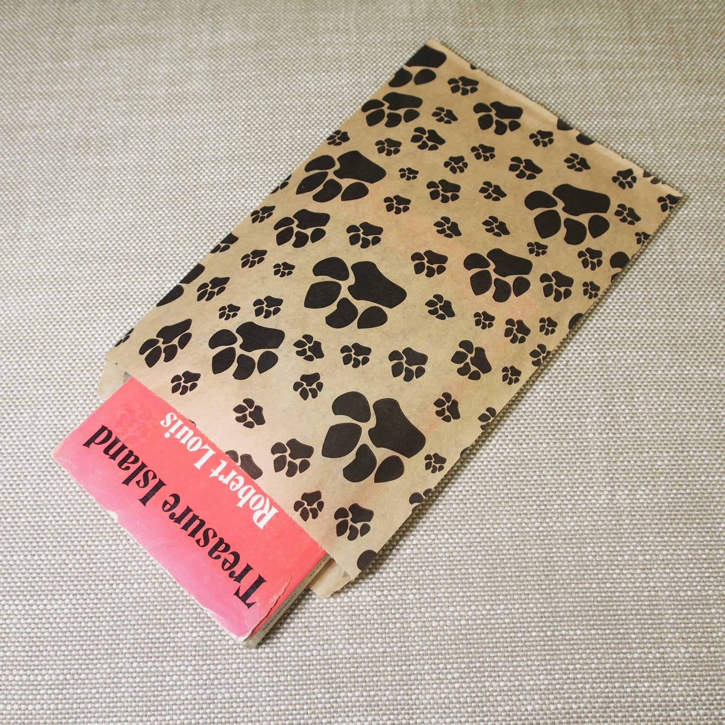 200 White or Brown Bags/Pack of our Decorative Flat Paper Gift Bags - Paw-Print Pattern for Sales/Treats/Parties Cookies/Gifts