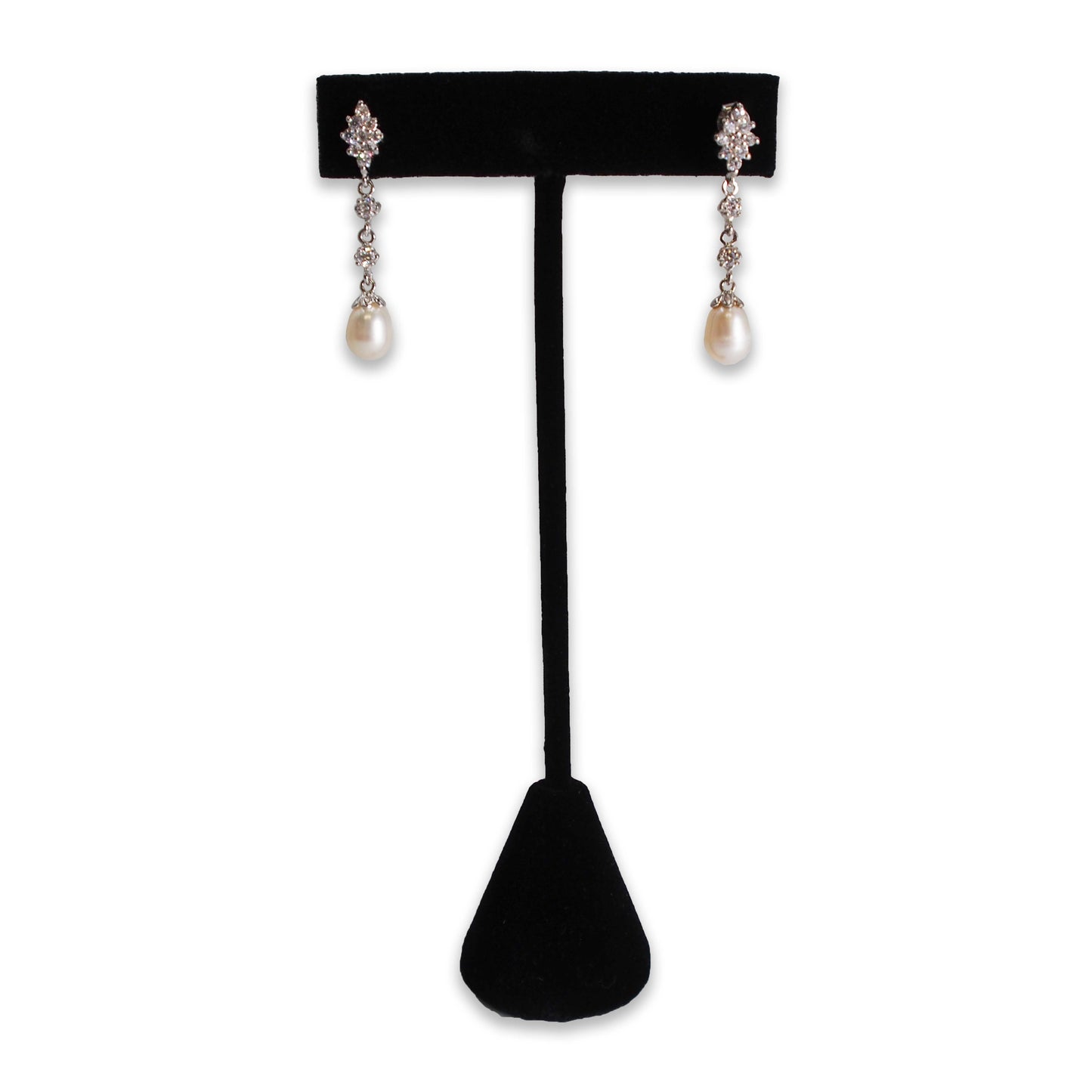 6 Qty Black Velvet 5.75" High Free-Standing Earring T-Stand Display w/ weighted base