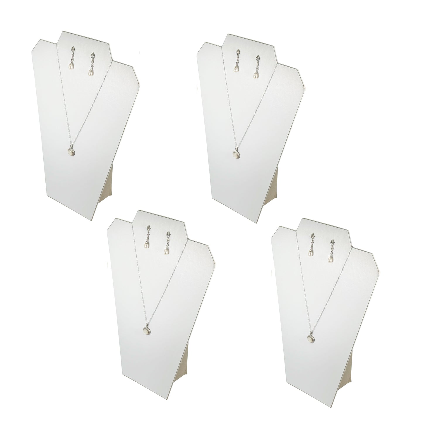 10-Pack White Leatherette Value Series Necklace Display Stand with Easel