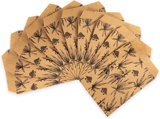 200 Bags of our Cannabis Leaf Print Flat Merchandise Bags, 100% Recyclable and Biodegradable, White or Brown Kraft Paper Bags Favors, Gifts, Brownies, Cookies and so much more.… (Brown, 4" x 6")