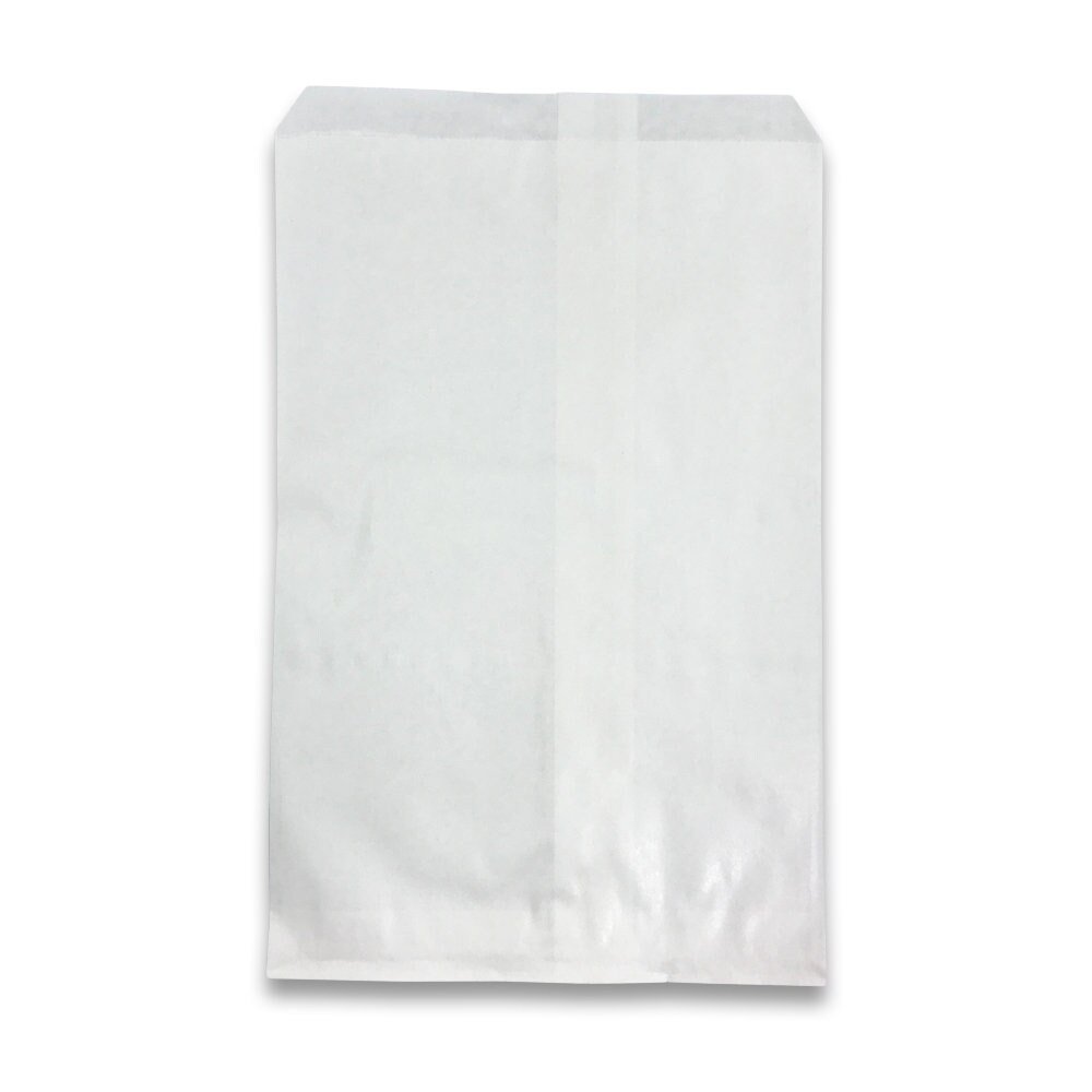 50 Bags Flat Plain Paper or Patterned Bags for candy, cookies, merchandise, pens, Party favors, Gift bags (5" x 7", Plain White)