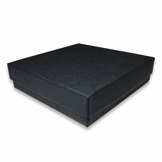 25 Qty - Matte Black-Kraft Cotton Filled Gift Boxes - Size 3 1/2" x 3 1/2" x 7/8" - USA Made - Sales/Gifts/Storage - N'icePackaging