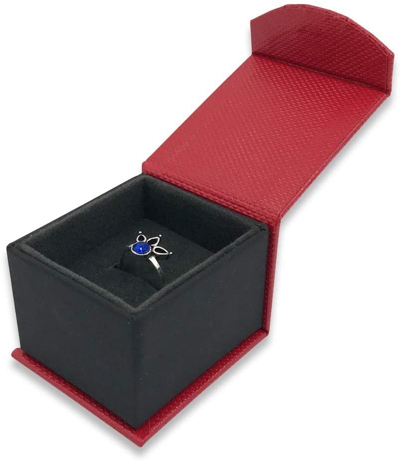 1 Qty - Macaw-Red Magnetic Flap Small Ring Jewelry Box - Textured Gift Box