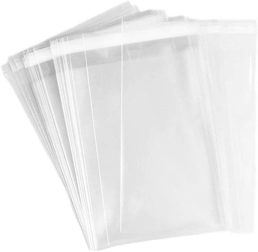 100 Clear Large Cello Bags Adhesive 2 mils Self Sealing OPP Plastic Gift Bags for Clothing T-Shirt Storage Envelope Gift Cellophane Wrap with Knurling Edges