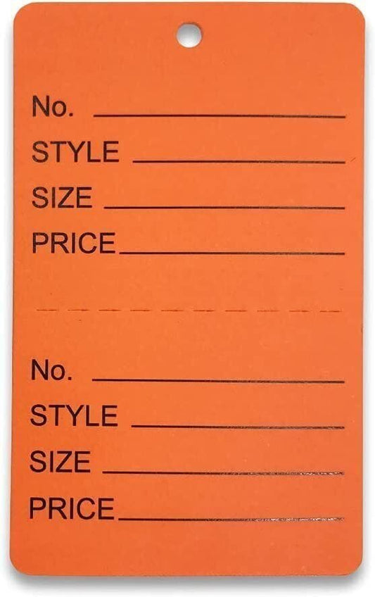 N'icePackaging - 500 Qty Unstrung Colored Price/Receipt Tags w/Easy-Tear Stub