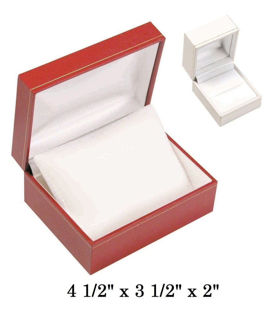 White Small Watch w/Pillow White satin interior classic Leatherette gift Box