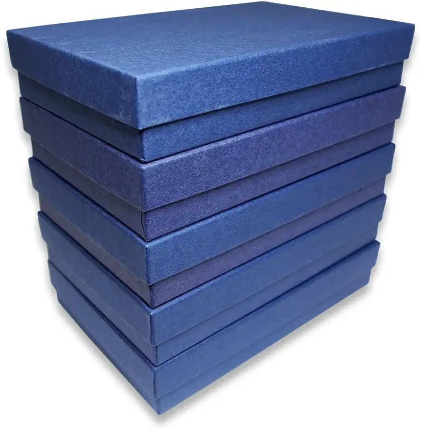 100 Qty - Dark Navy-Blue Cotton Filled Gift Boxes - Size 5 7/16" x 3 1/2" x 1" - USA Made - Holidays/Birthdays/Sales/Storage/Display/Travel - N'icePackaging