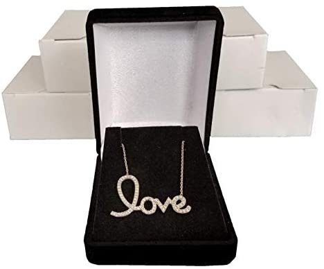 N'icePackaging - 5 Qty - Midnight-Black Elegant Flocked Velour Necklace Pendant Jewelry Gift Boxes - For Displays, Sales, Gifts &