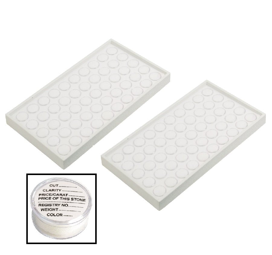 N’icePackaging – 2 Qty – 50 Gem Jar Foam Tray Insert with Matching Plastic Stackable Tray – Also Includes 250 Adhesive Gem Jar Info Labels