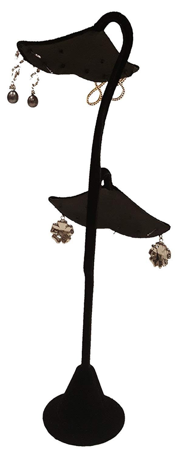 Black Velvet Multi-Pair Earring Display Stand, Showcase Display Stand for up to 8 Pairs of Earrings