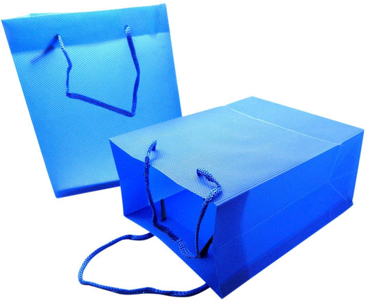 12 Qty Egyptian Blue Gift Bags/Small Tote with Handles - 5.5" x 2.5" x 4.5" - N'icePackaging