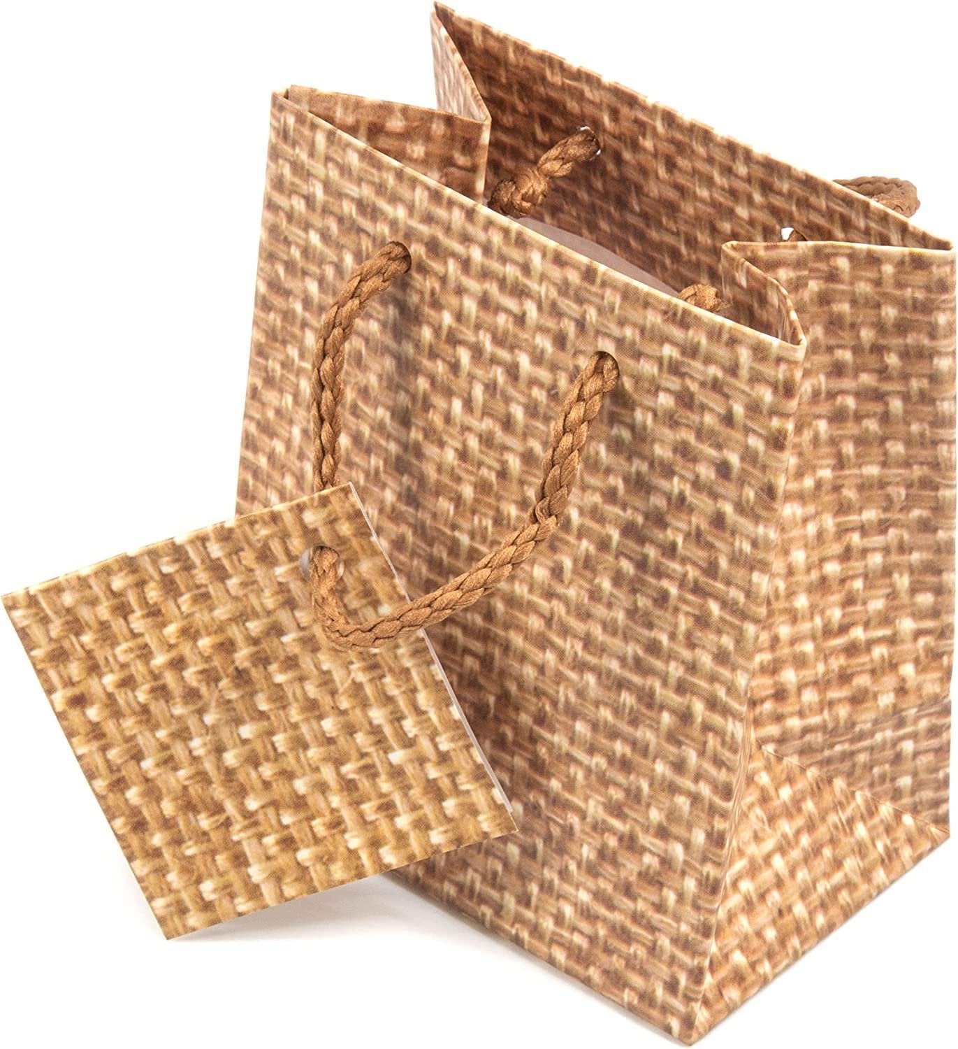 N’icePackaging – 10 Qty – Burlap Paper Tote Gift Bags – For Birthdays/Holidays/Parties/Gifts/Sales/Showers/Special Occasions – 4 Sizes