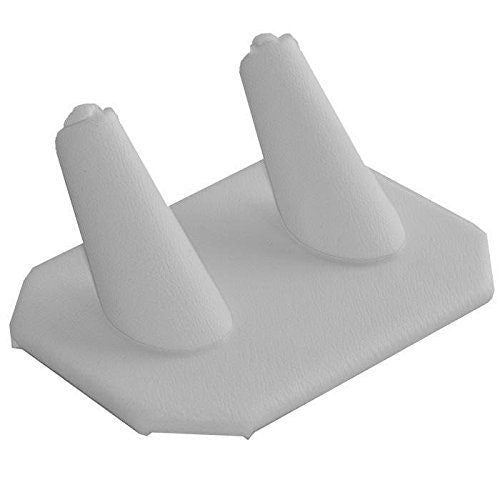 N'icePackaging - 1 Qty - White Leatherette Jewelry Ring Display Stand ~ Holds 2 Rings - Octagon Base - 3" x 2" x 1 1/4"