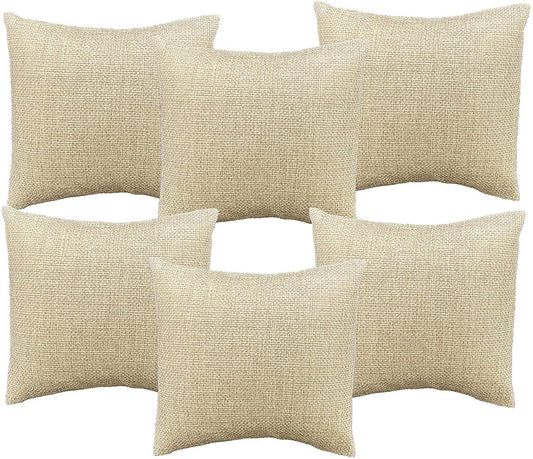 N'icePackaging 6 Qty - 5" x 5" Rustic-Brown Burlap Canvas Watch/Bangle Pillow Display -for Sales/Merchandise/Crafts/Storage/Display