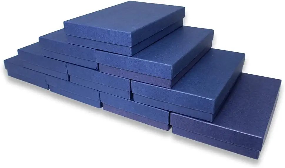 100 Qty - Dark Navy-Blue Cotton Filled Gift Boxes - Size 5 7/16" x 3 1/2" x 1" - USA Made - Holidays/Birthdays/Sales/Storage/Display/Travel - N'icePackaging