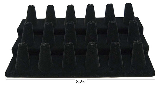 Black Velvet, 18 Finger (8.25"x4.75"x2.5"H) Showcase Finger Ring Display Finger Multi-Ring Jewelry Stand