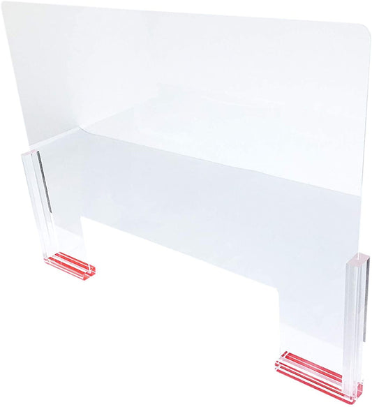 N'icePackaging - Extra Large Acrylic Glass Sneeze Guard (31 1/2" x 24") w/Adhesive Mount Base - For Retail/Administration/Reception