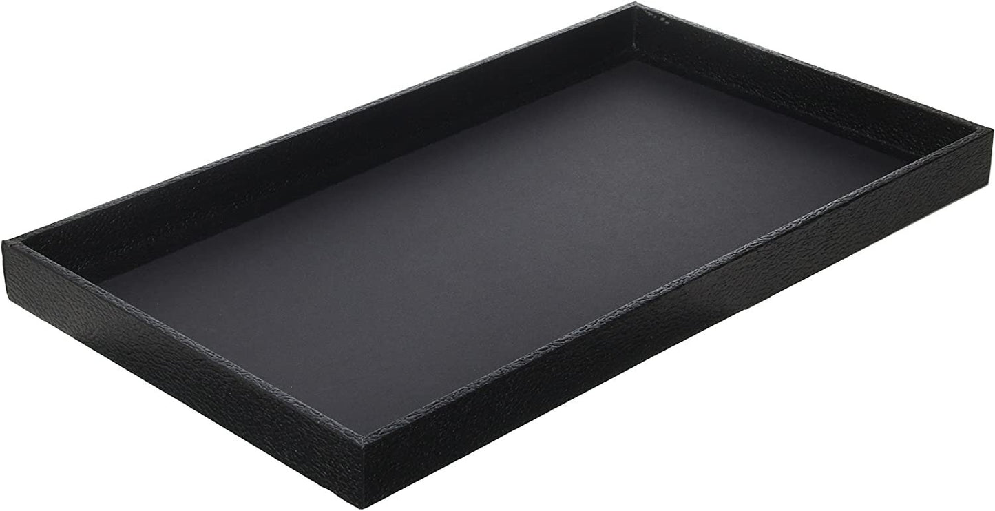 888 Display USA 3-Piece 1 -Inch Deep Black Full Size Plastic Stackable Jewelry Tray 14 3/4" X 8 1/4" X 1"H