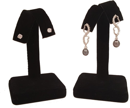 6 Pieces - Black Velvet Earring Tree Display 4.25H Fan-Out Jewelry Holder Stand