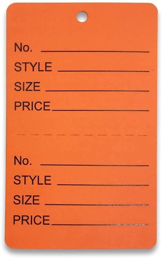 N'icePackaging - 500 Qty Unstrung Colored Price/Receipt Tags w/Easy-Tear Stub