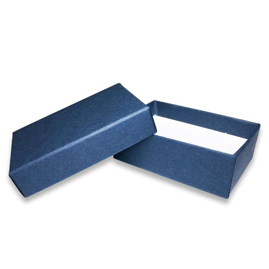 10 Qty USA-Made Navy Blue Cotton Filled Gift Boxes - 2 7/16" x 1 5/8" x. 13/16"