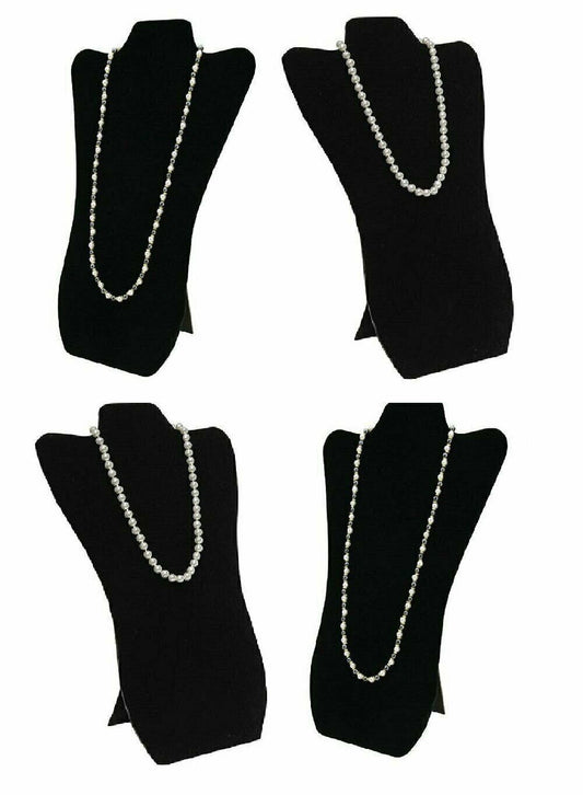 4 Pack Elegant Black Velvet Necklace Jewelry Display Easel 14" H