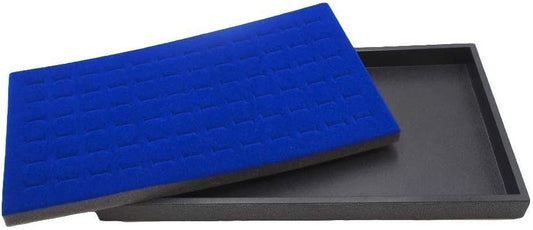 N'icePackaging 1 Qty Black Plastic Jewelry Tray w/Egyptian Blue 72 Ct Ring Foam Insert Companion - Full Size 14.75” x 8.38” x1