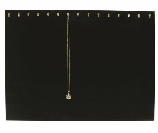 14.5" x 12"H Black Necklace display pad with 15 Hooks with a built in easel