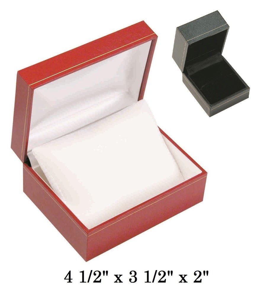 Black Small Watch w/Pillow Black satin interior classic Leatherette gift Box