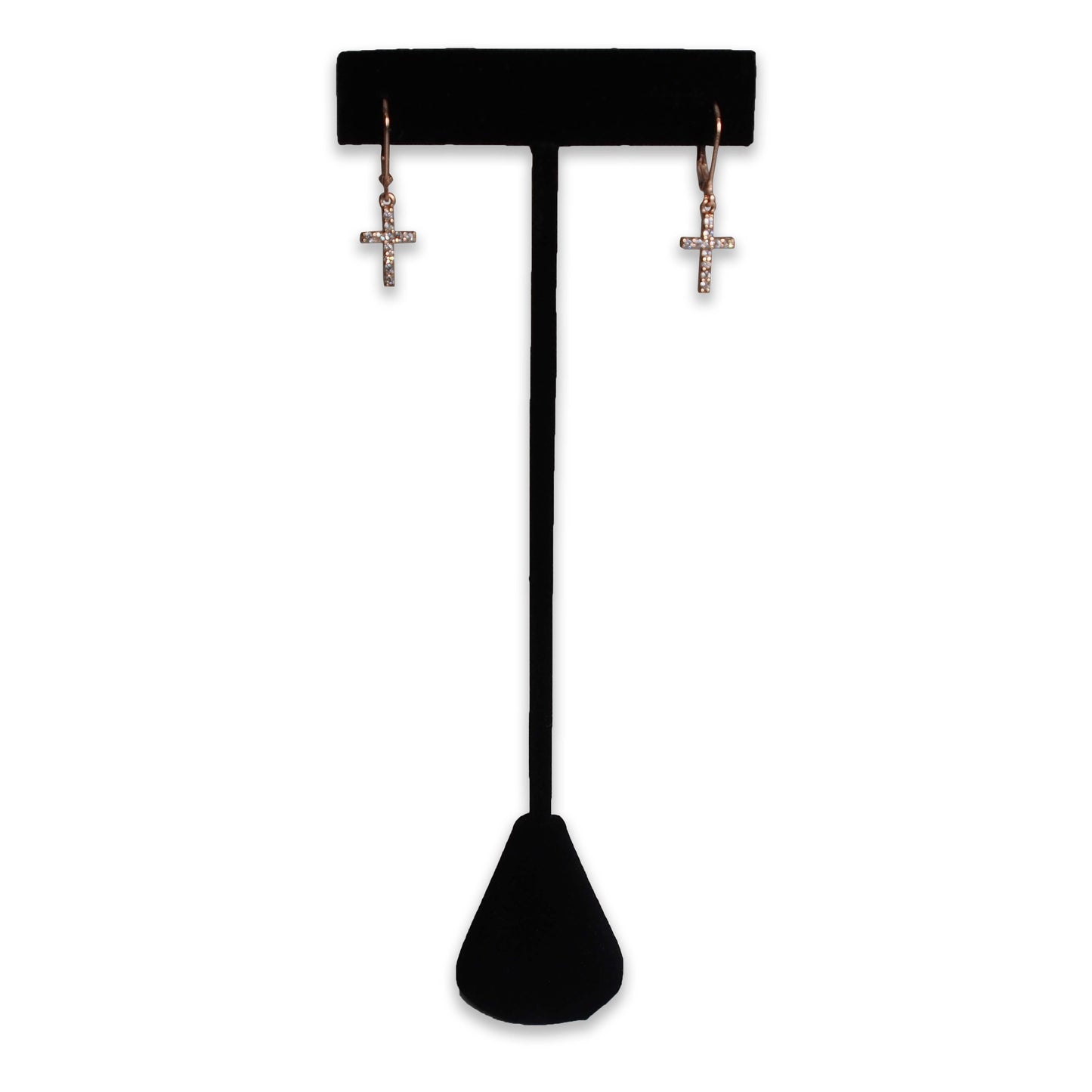 6 Qty Black Velvet 6.75" High Free-Standing Earring T-Stand Display w/ weighted base