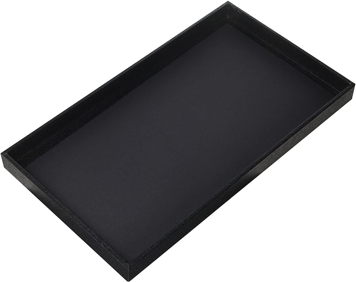 888 Display USA 3-Piece 1 -Inch Deep Black Full Size Plastic Stackable Jewelry Tray 14 3/4" X 8 1/4" X 1"H