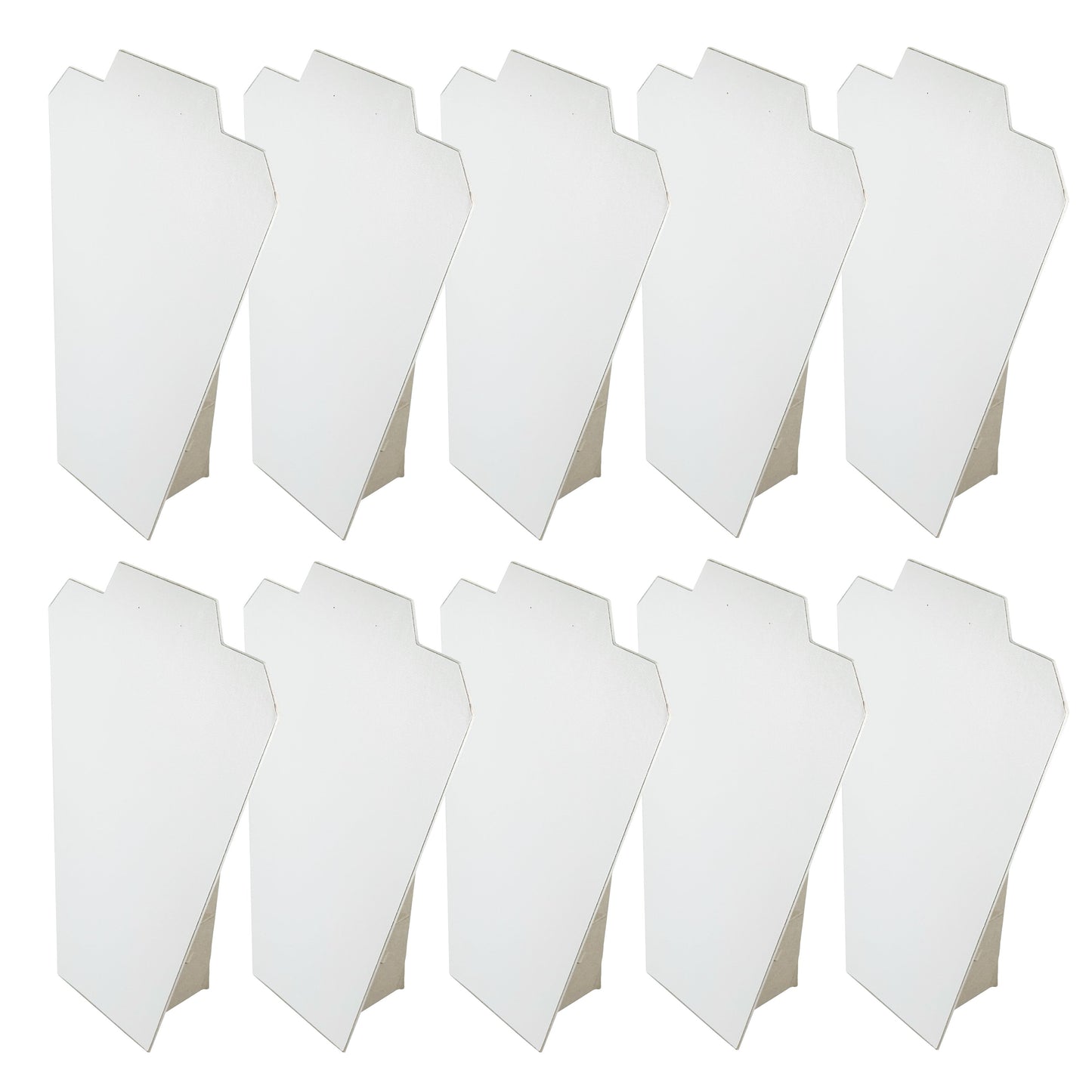 N'icePackaging - 10 Qty - Value Series 2-Notch White Leatherette Necklace Display Stand with Easel