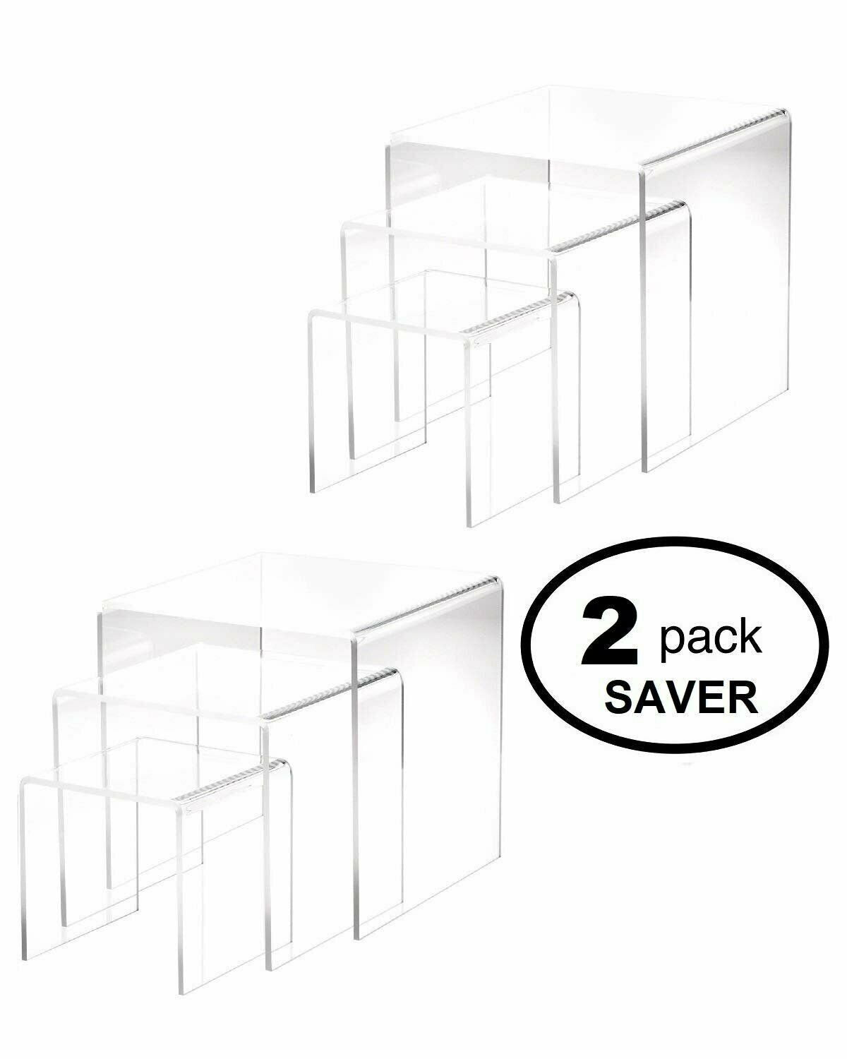 2 Sets, 3 Piece Acrylic Riser Set (Medium Square)