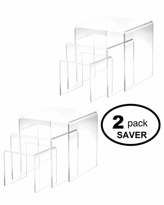 2 Sets, 3 Piece Acrylic Riser Set (Medium Square)